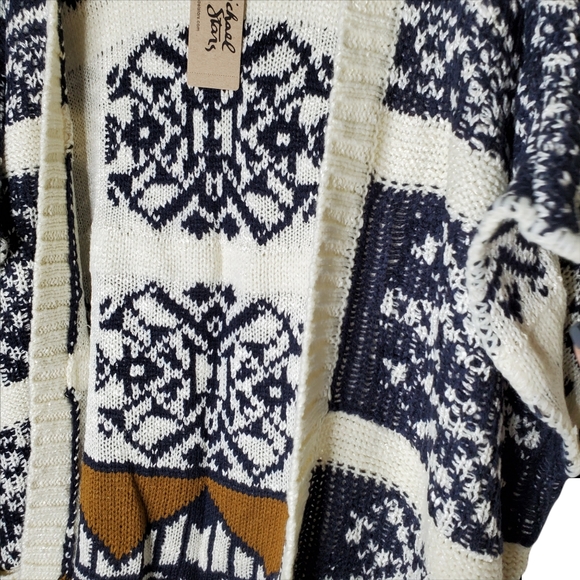 Michael Stars Fair Isle Ruana Cardigan OS  NWT - Picture 6 of 11